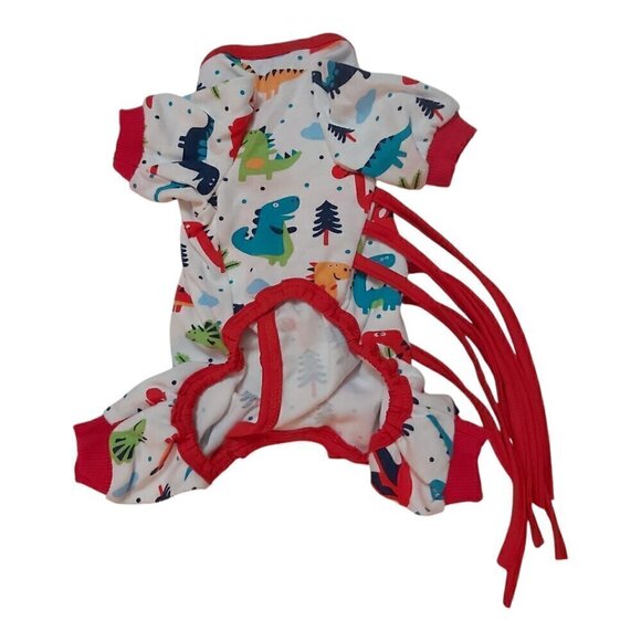 Dog Dinosaur Pajamas – Stretchable, Breathable Dog Jumpsuit w/Cute Pattern, XXS - Picture 3 of 8
